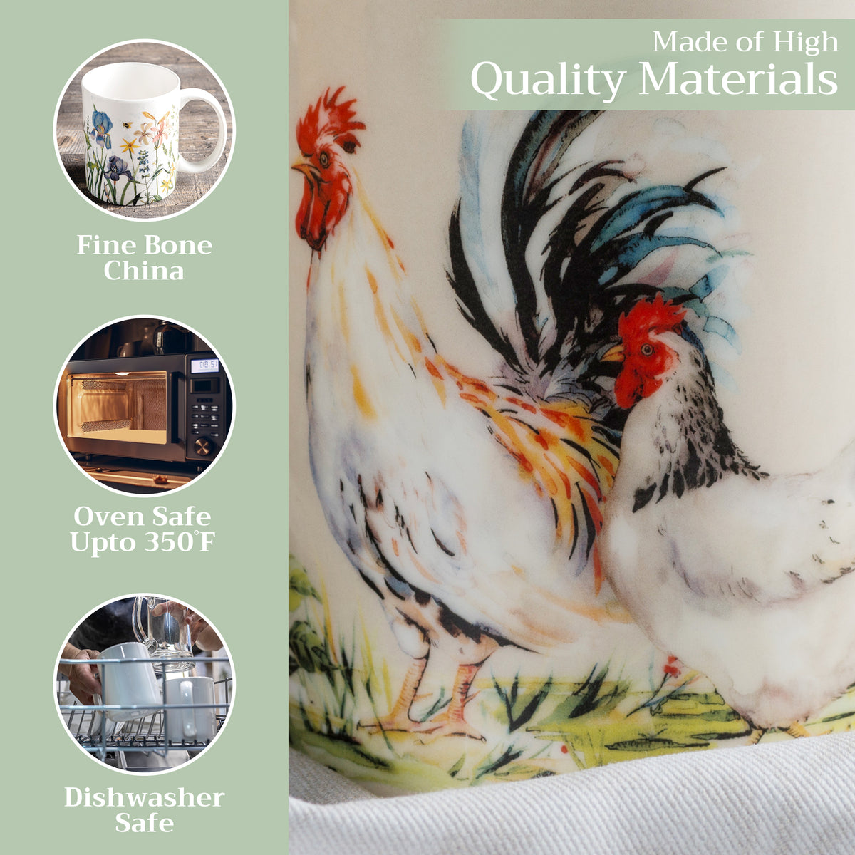 Campagne Fine Bone China Coffee Mugs
