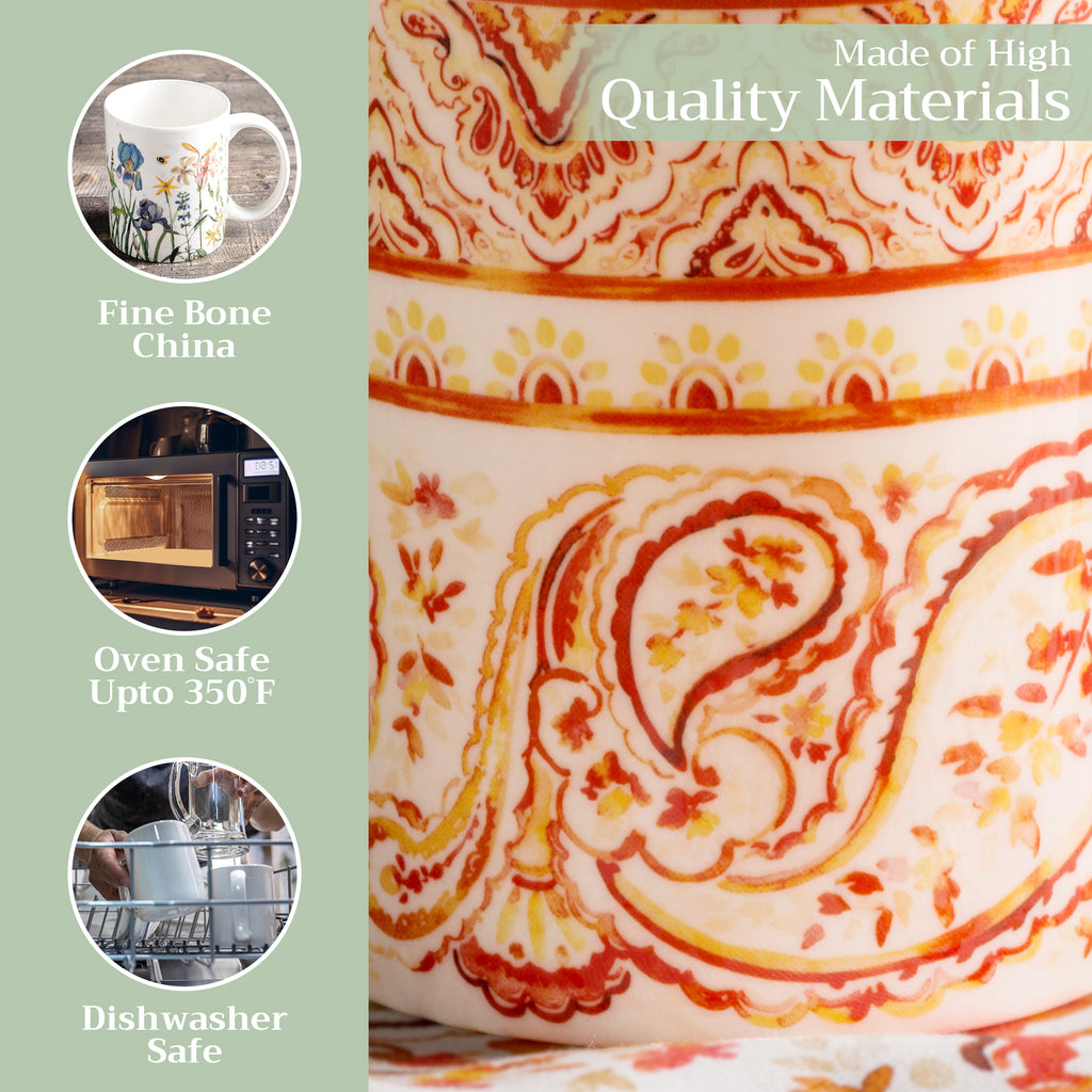 Palatial Paisley Fine Bone China Coffee Mugs