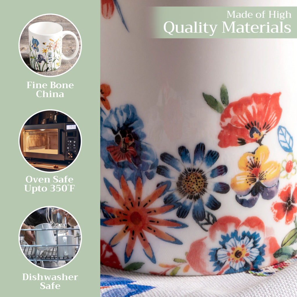 Happy Florals - High Summer Fine Bone China Coffee Mugs