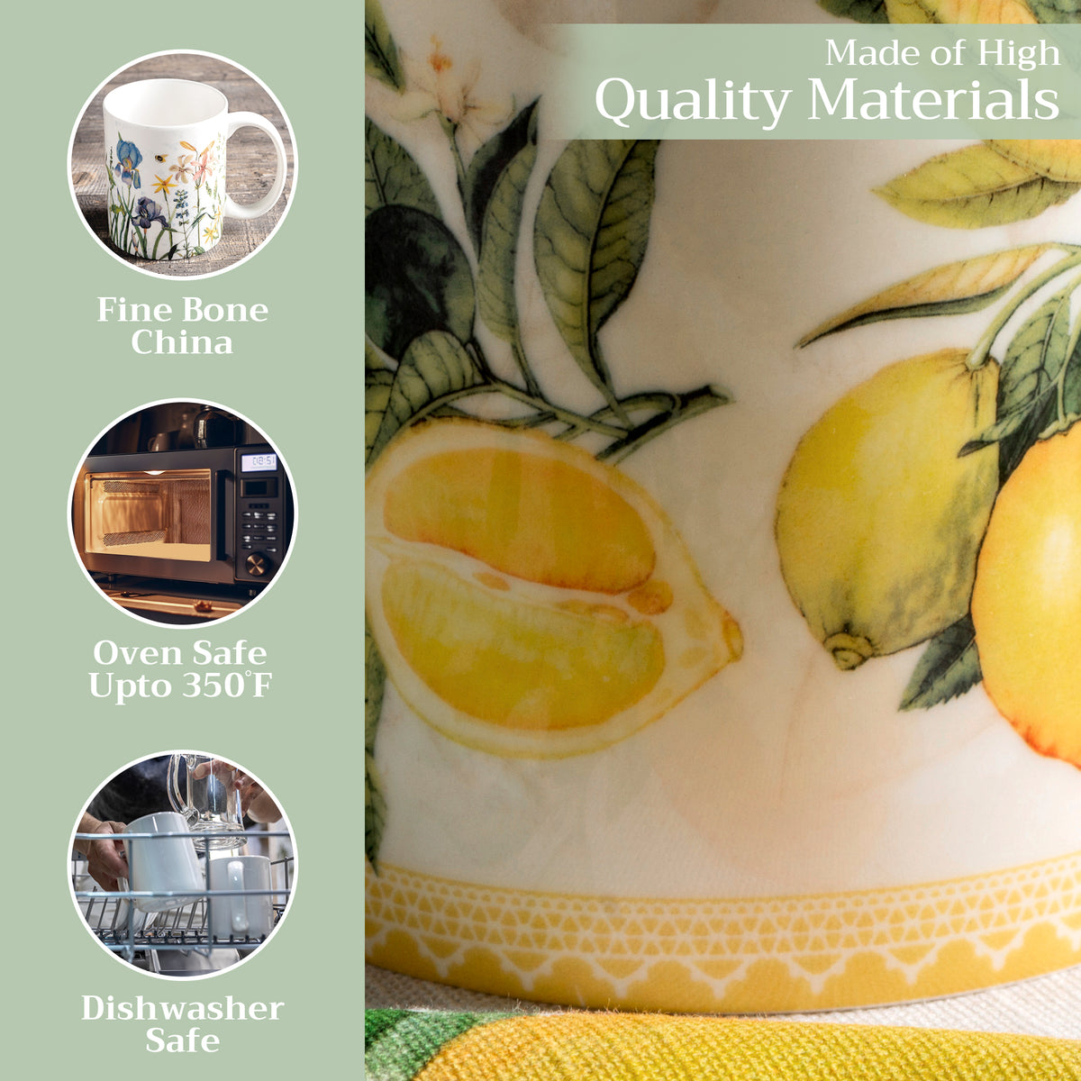 Limoncello Fine Bone China Coffee Mugs
