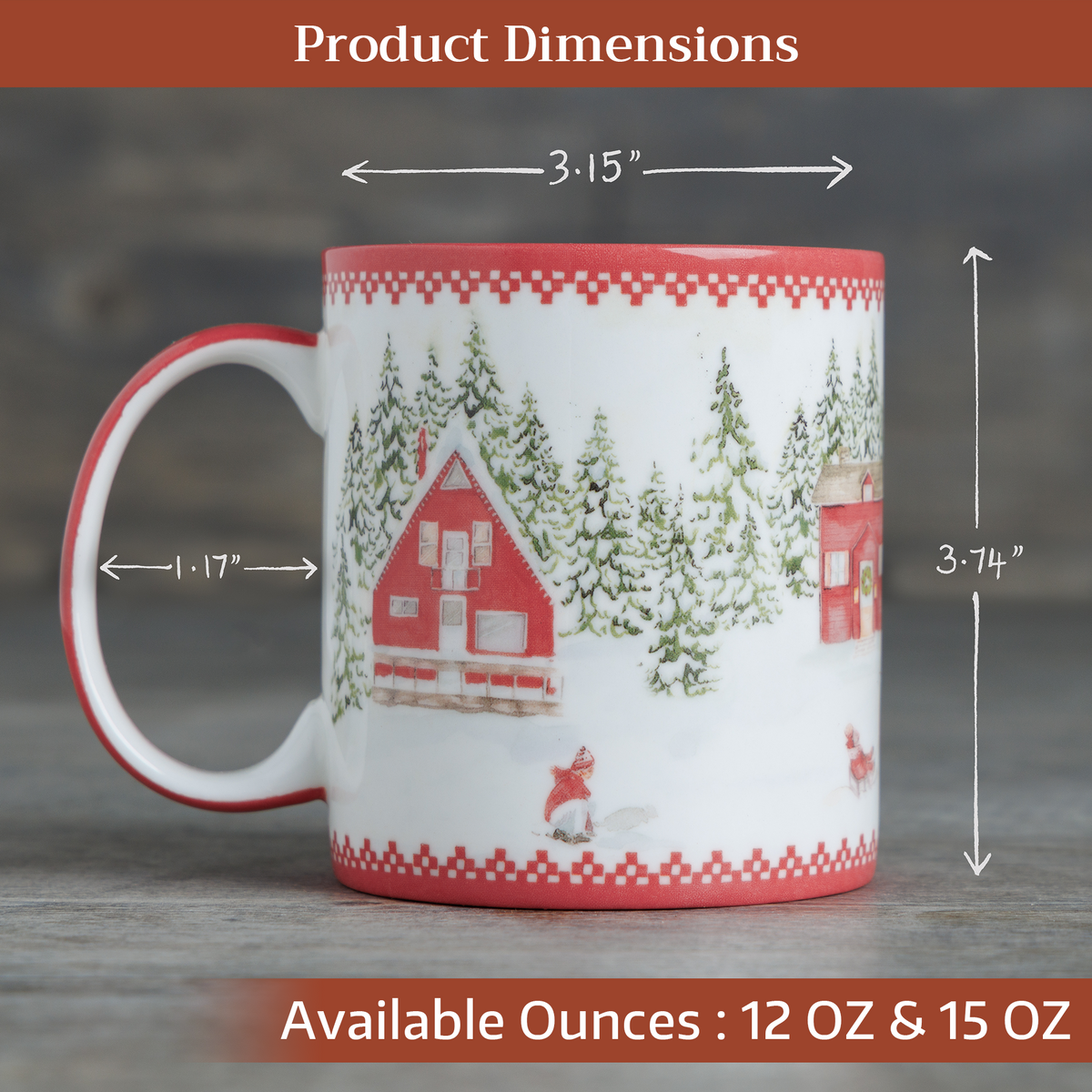 Rural Christmas Fine Bone China Coffee Mugs