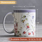 Summer Floral Fine Bone China Coffee Mugs