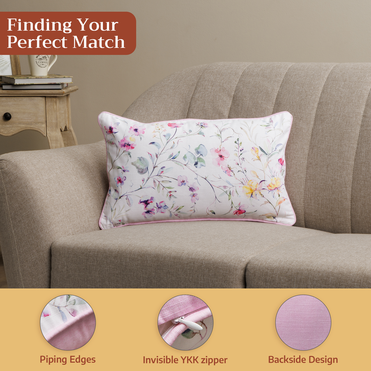 Summer Floral Throw Pillow Covers