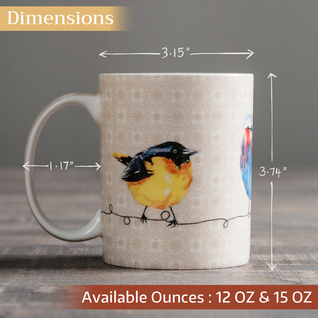 Birdies on Wire Fine Bone China Coffee Mugs