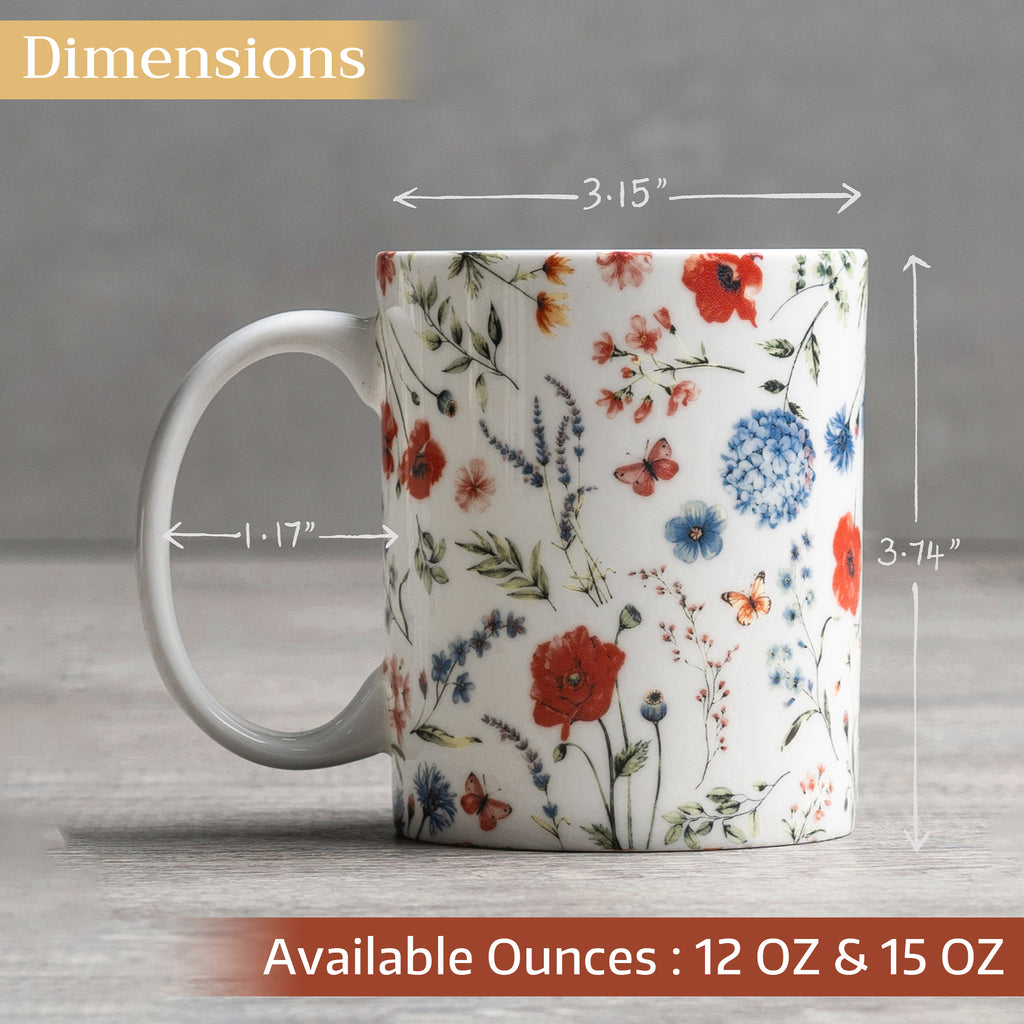 Just Floral Fine Bone China Coffee Mugs