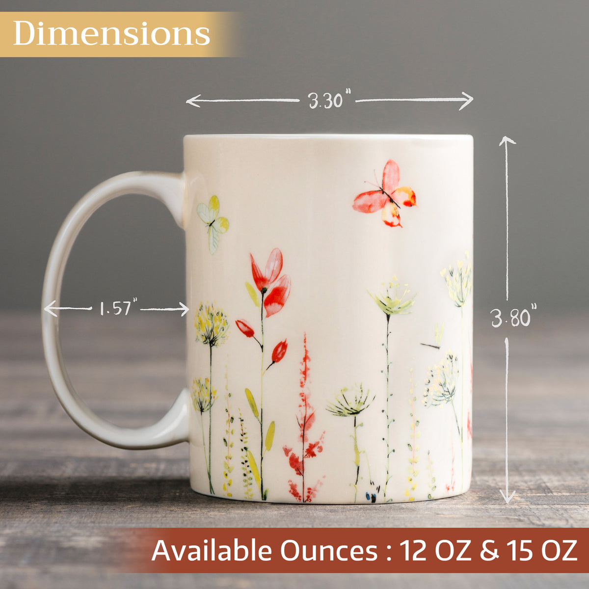 Botanical Fresh Fine Bone China Coffee Mugs