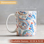 Indian Floral Fine Bone China Coffee Mugs