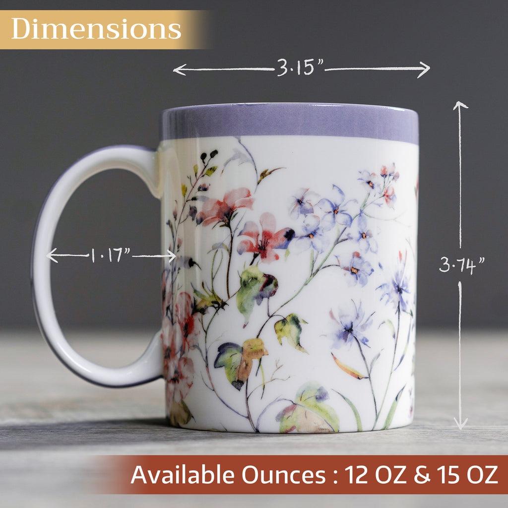 Summer Floral Fine Bone China Coffee Mugs