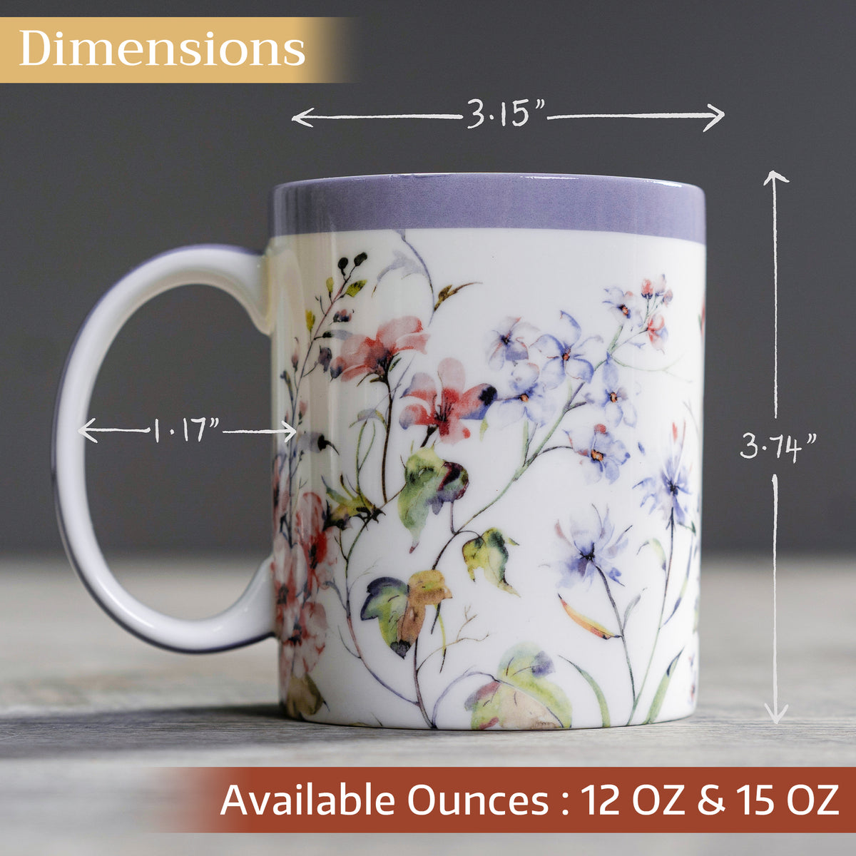 Summer Floral Fine Bone China Coffee Mugs