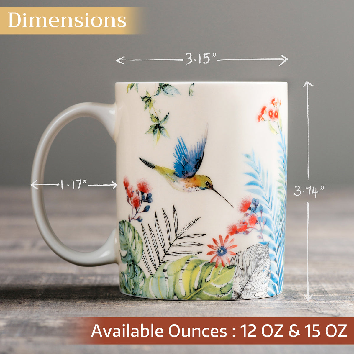Tropiques Fine Bone China Coffee Mugs