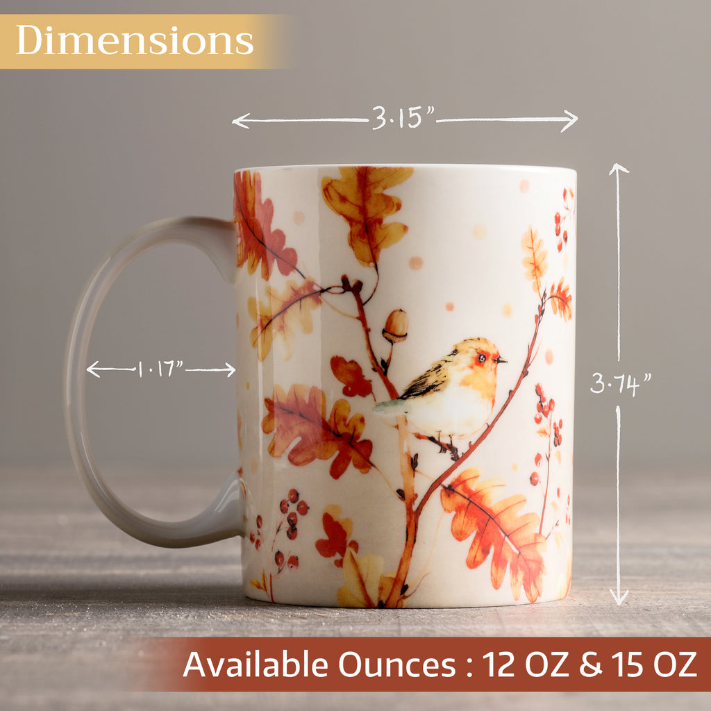 Oak Leaves Fine Bone China Coffee Mugs