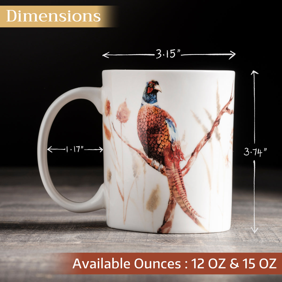 Faisan D'Automne Fine Bone China Coffee Mugs