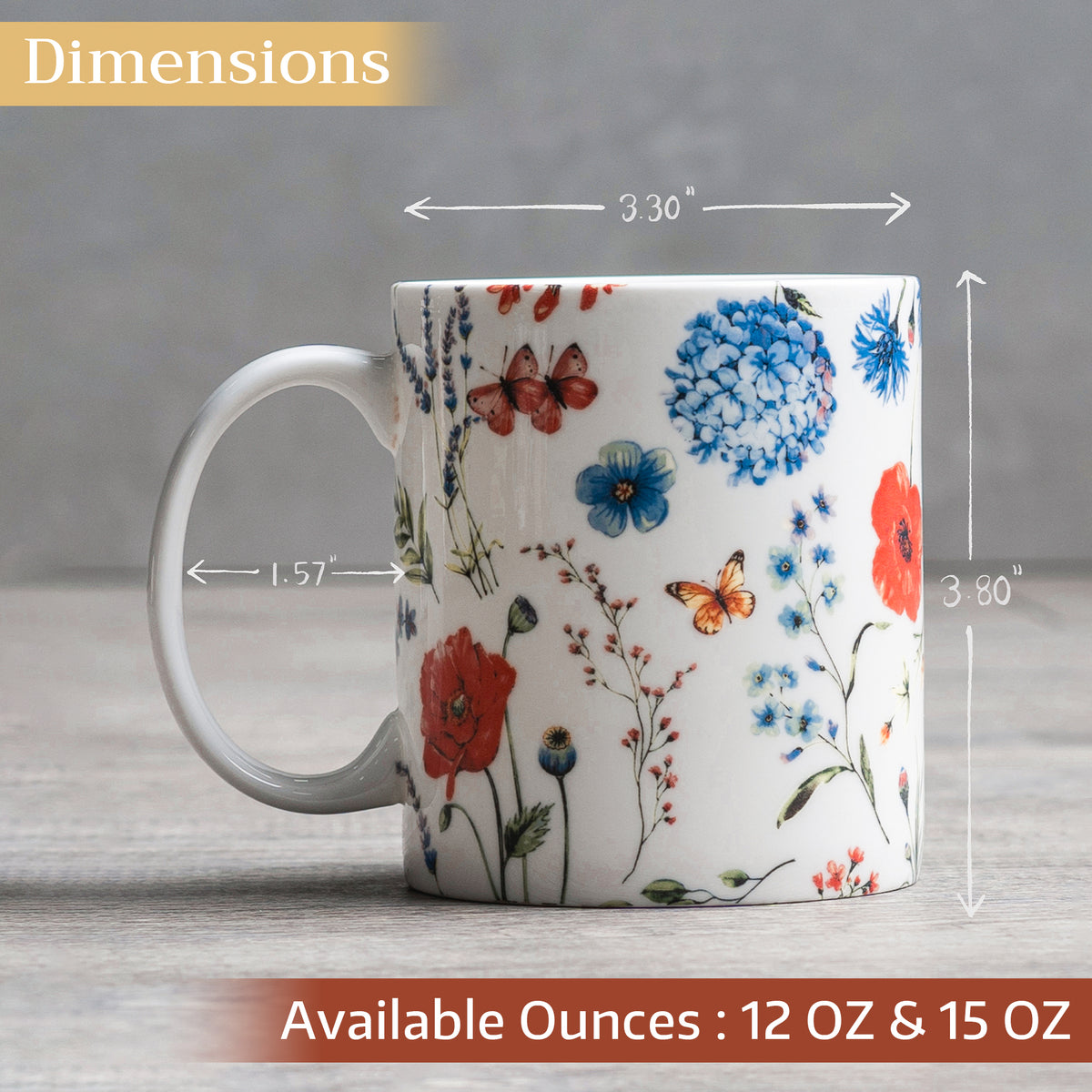 Just Floral Fine Bone China Coffee Mugs