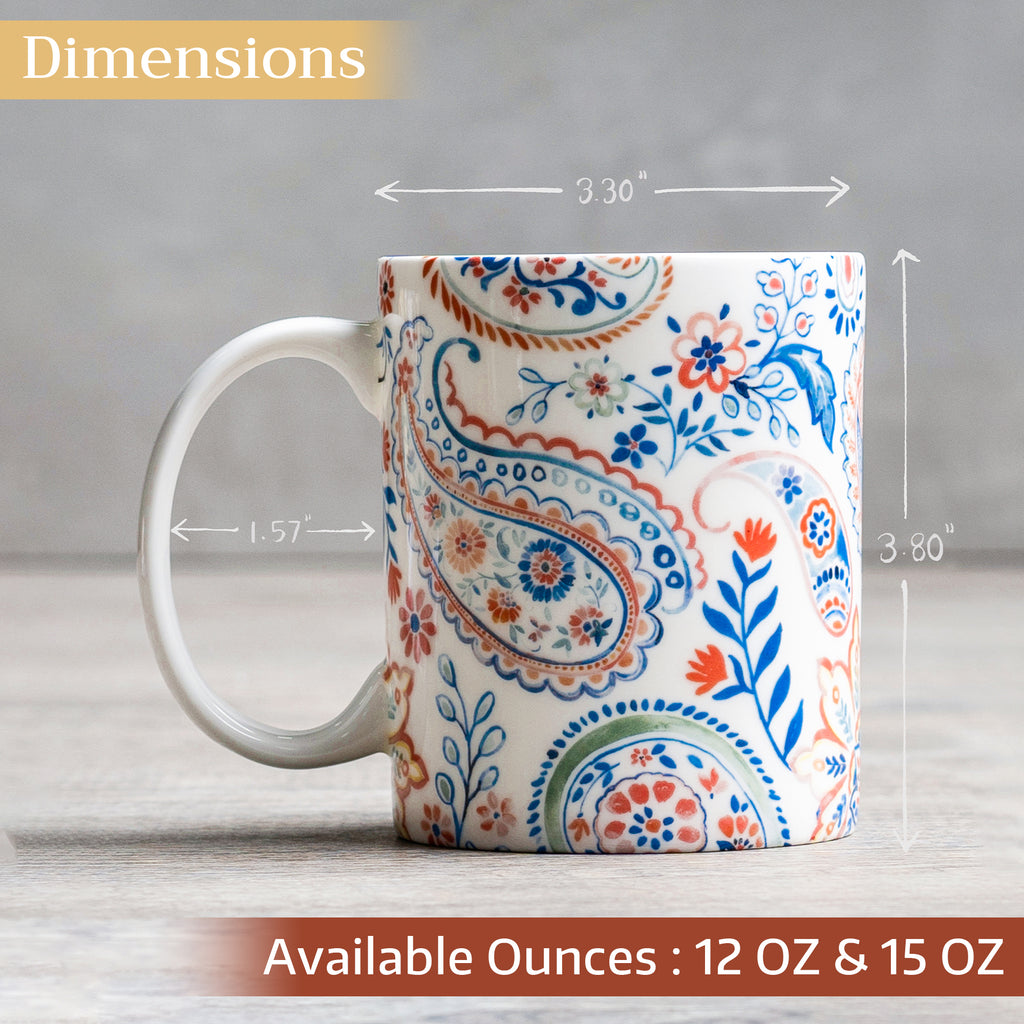 Indian Floral Fine Bone China Coffee Mugs