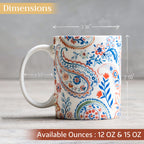 Indian Floral Fine Bone China Coffee Mugs