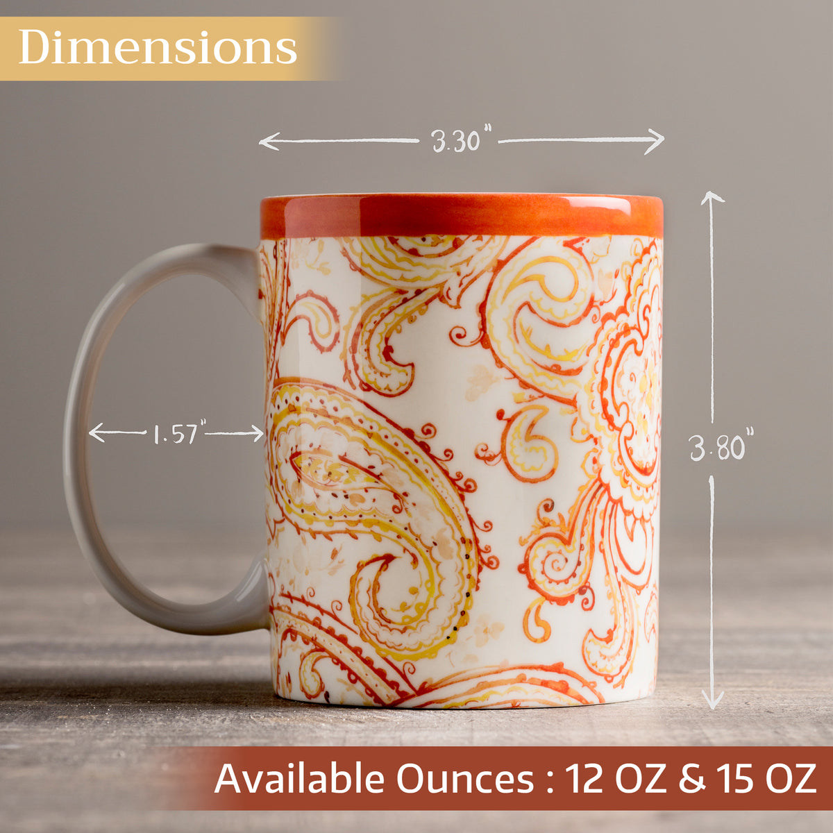 Palatial Paisley Fine Bone China Coffee Mugs