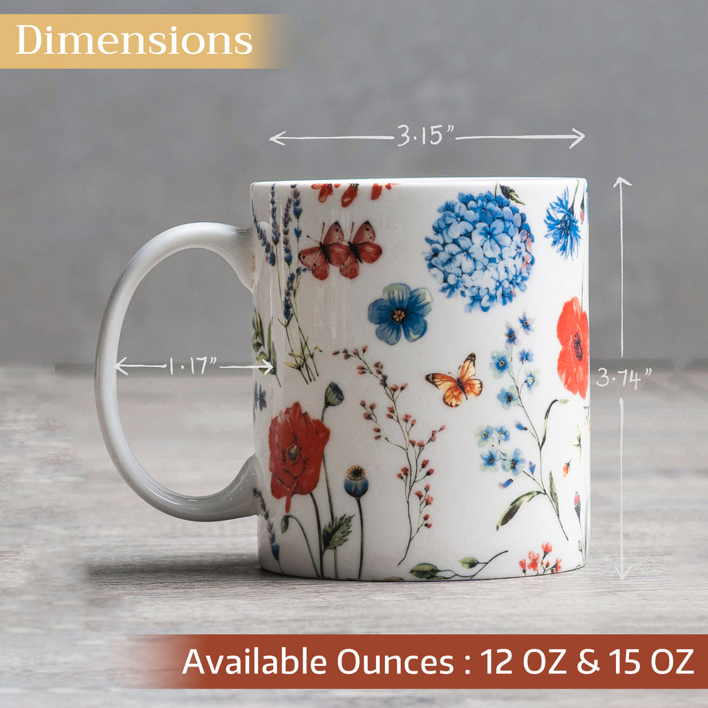 Just Floral Fine Bone China Coffee Mugs