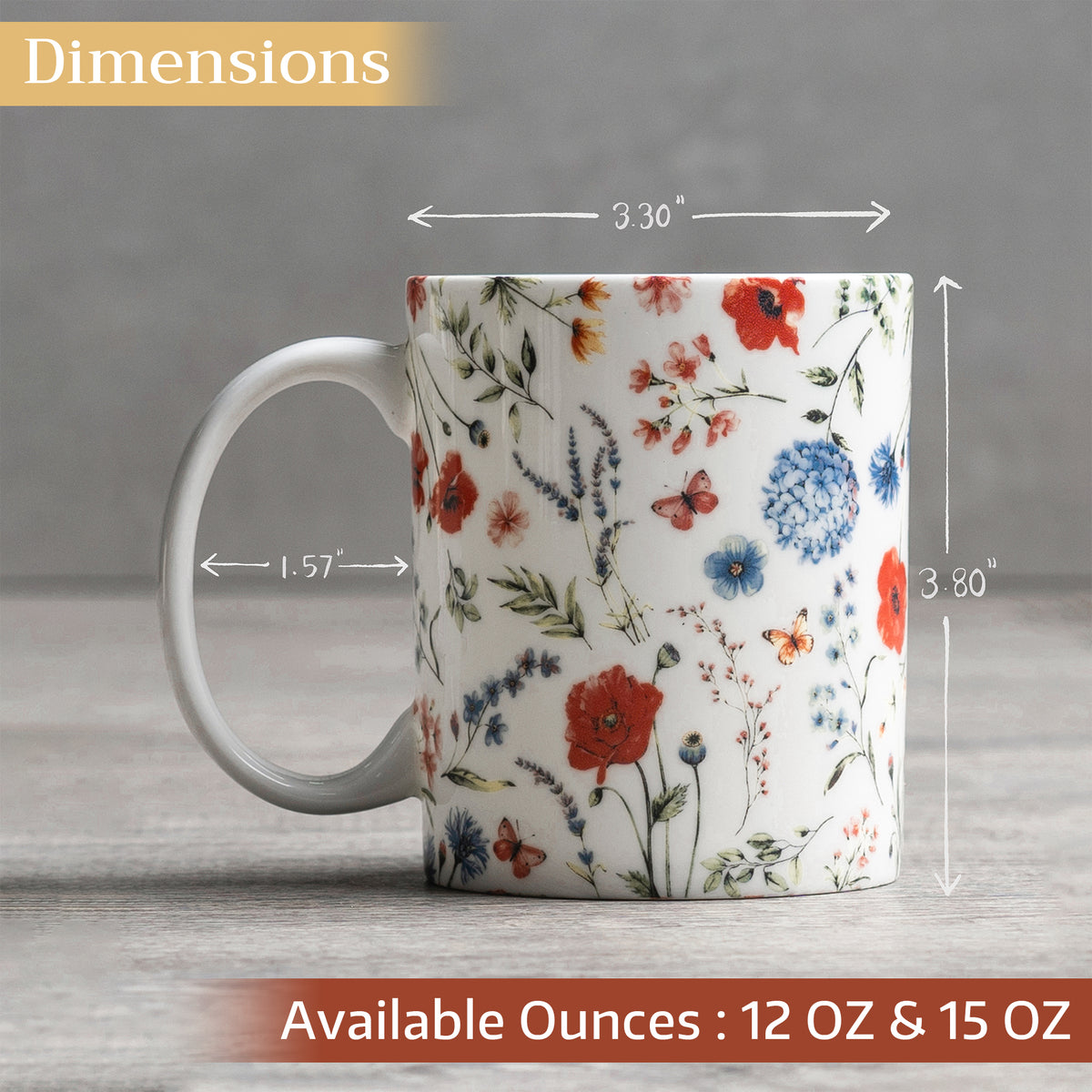 Just Floral Fine Bone China Coffee Mugs