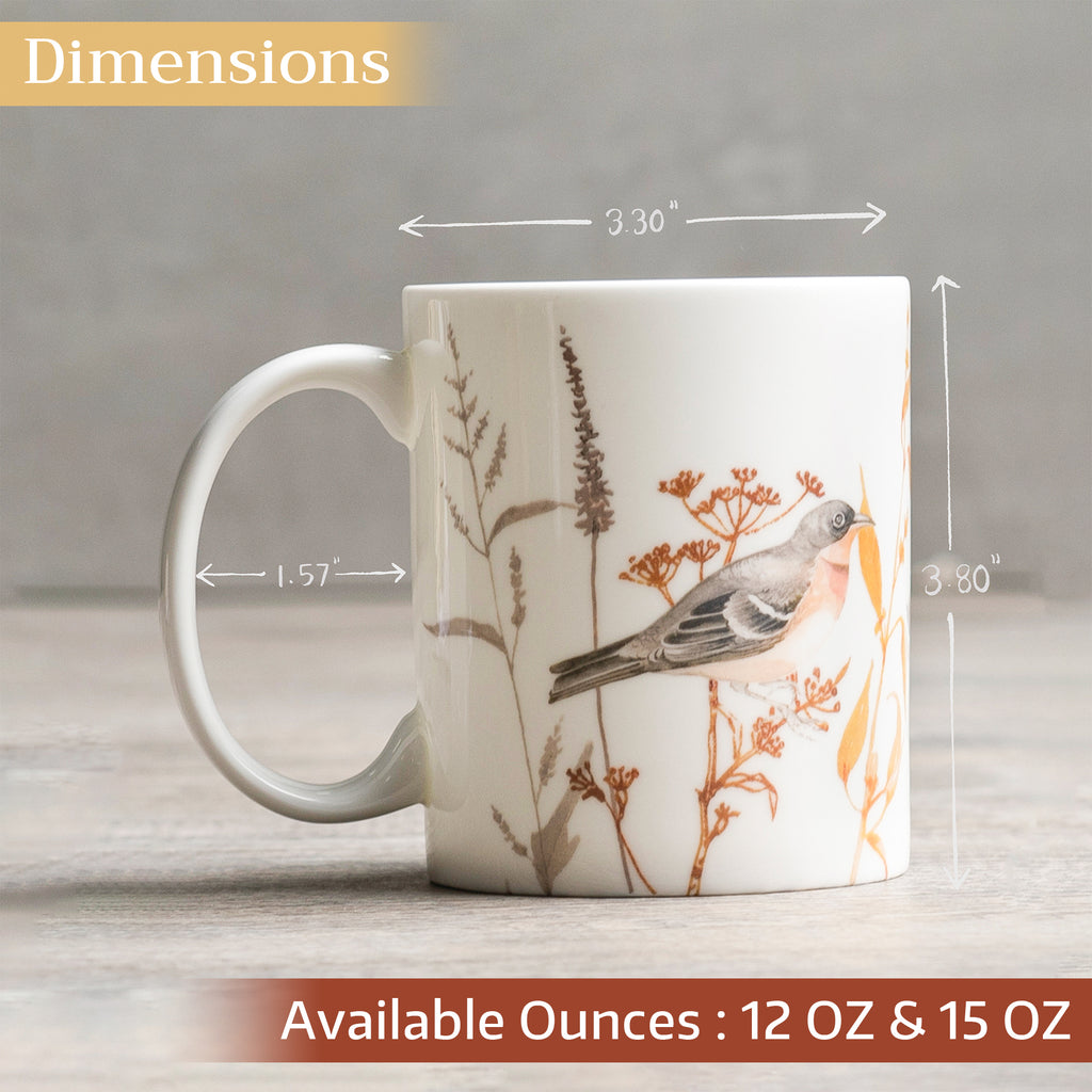 Meadow Florals - Beige Fine Bone China Coffee Mugs