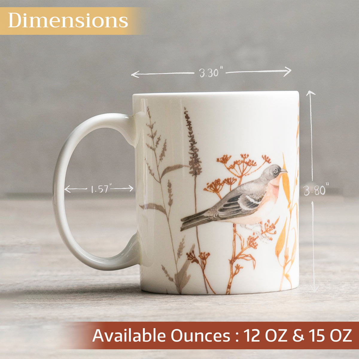 Meadow Florals - Beige Fine Bone China Coffee Mugs