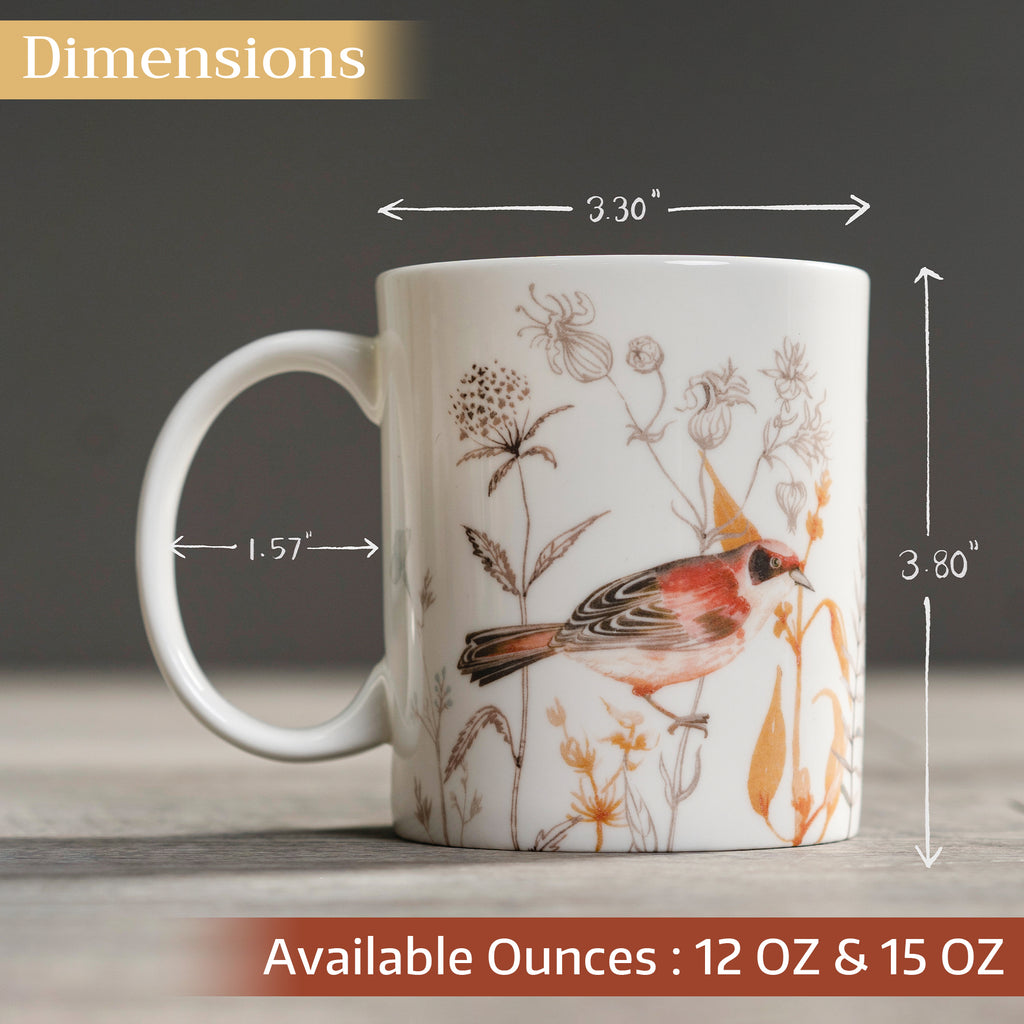Meadow Florals - Beige Fine Bone China Coffee Mugs