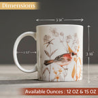 Meadow Florals - Beige Fine Bone China Coffee Mugs
