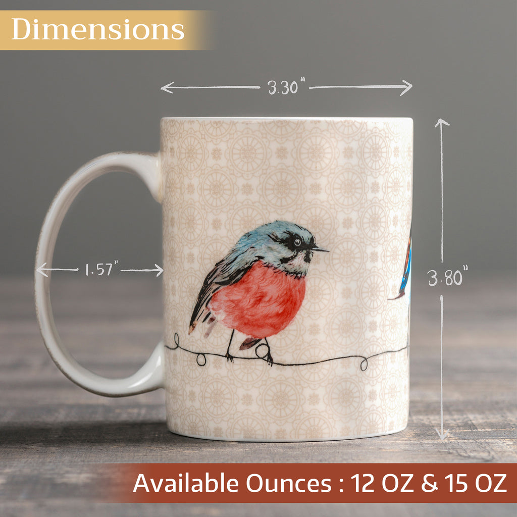 Birdies on Wire Fine Bone China Coffee Mugs