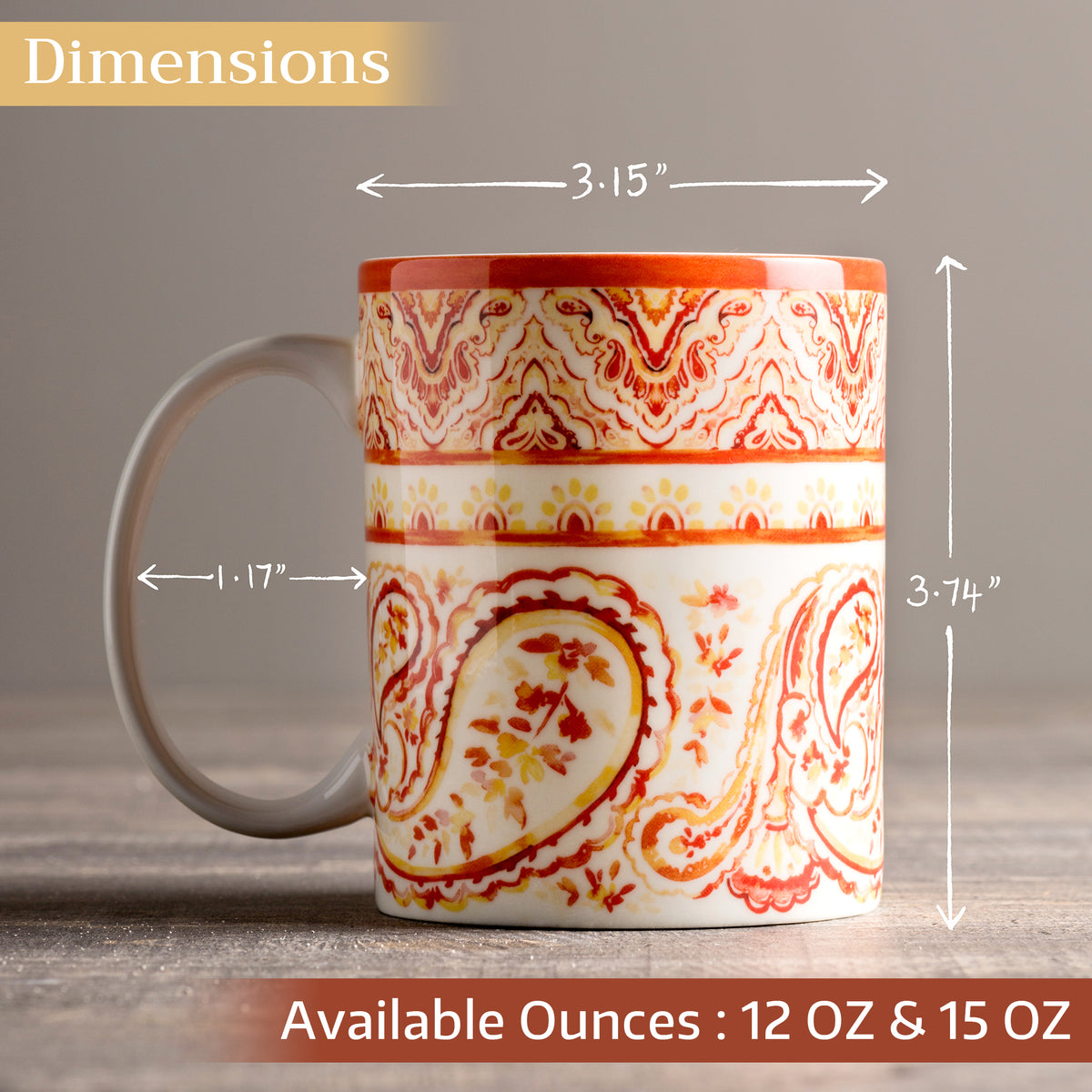 Palatial Paisley Fine Bone China Coffee Mugs