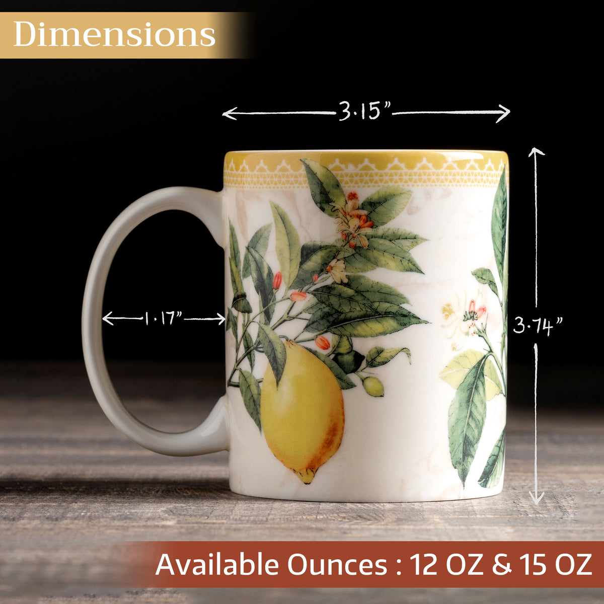 Limoncello Fine Bone China Coffee Mugs