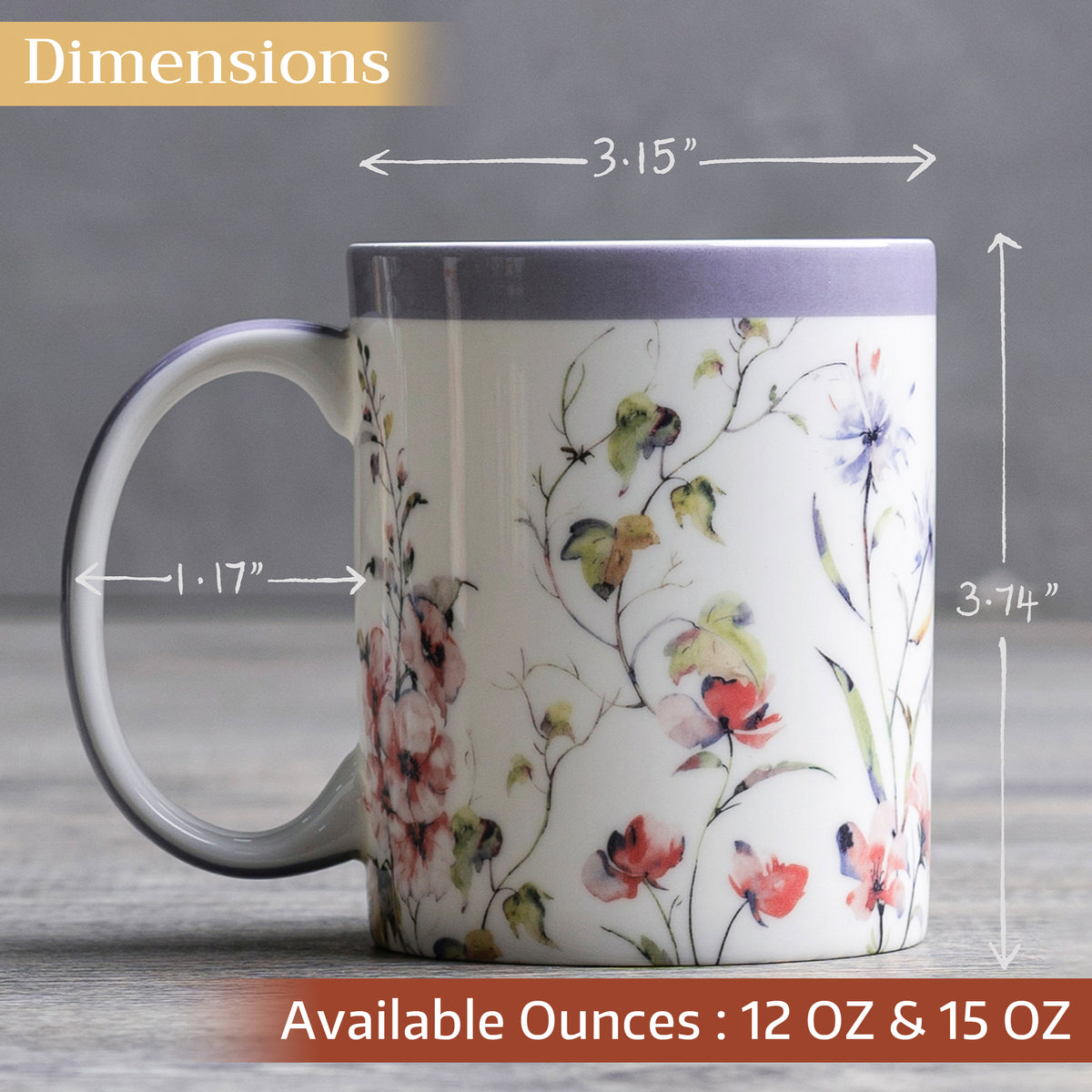 Summer Floral Fine Bone China Coffee Mugs
