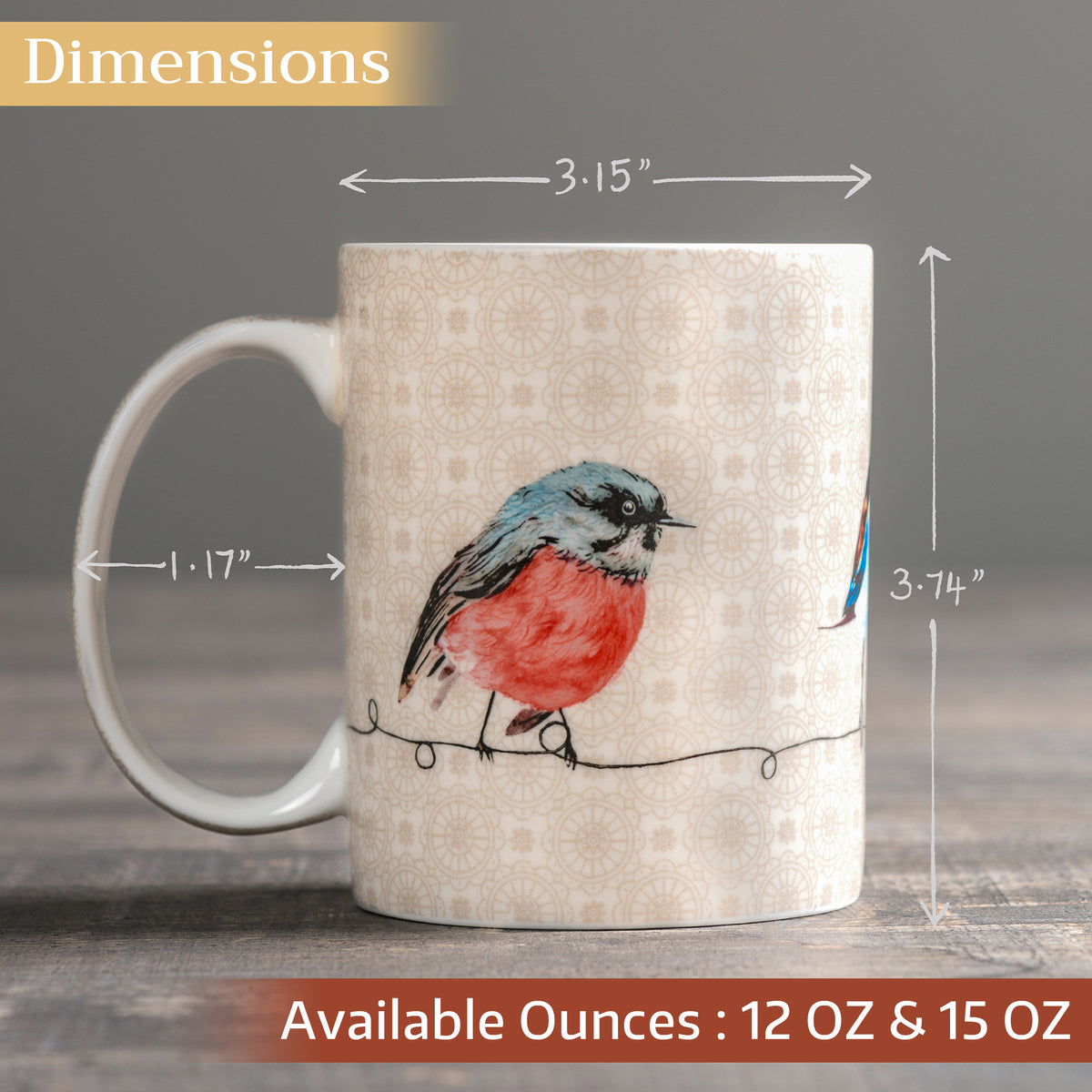 Birdies on Wire Fine Bone China Coffee Mugs