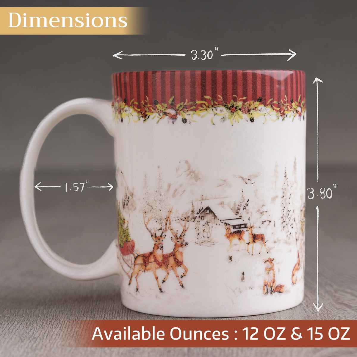 Christmas Tradition Fine Bone China Coffee Mugs