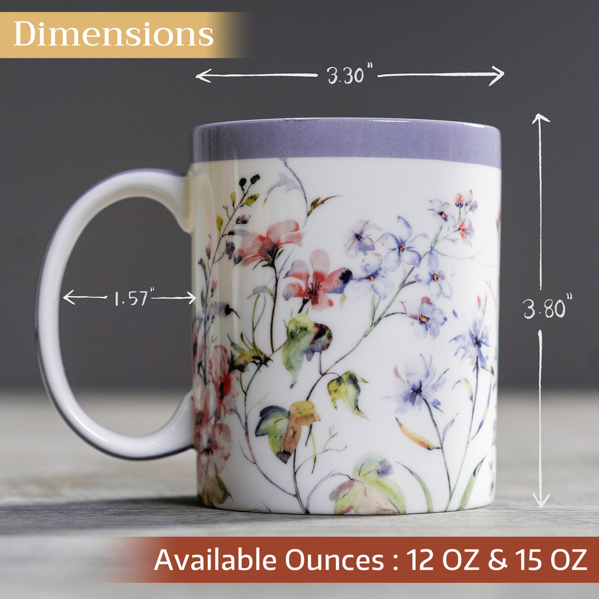Summer Floral Fine Bone China Coffee Mugs