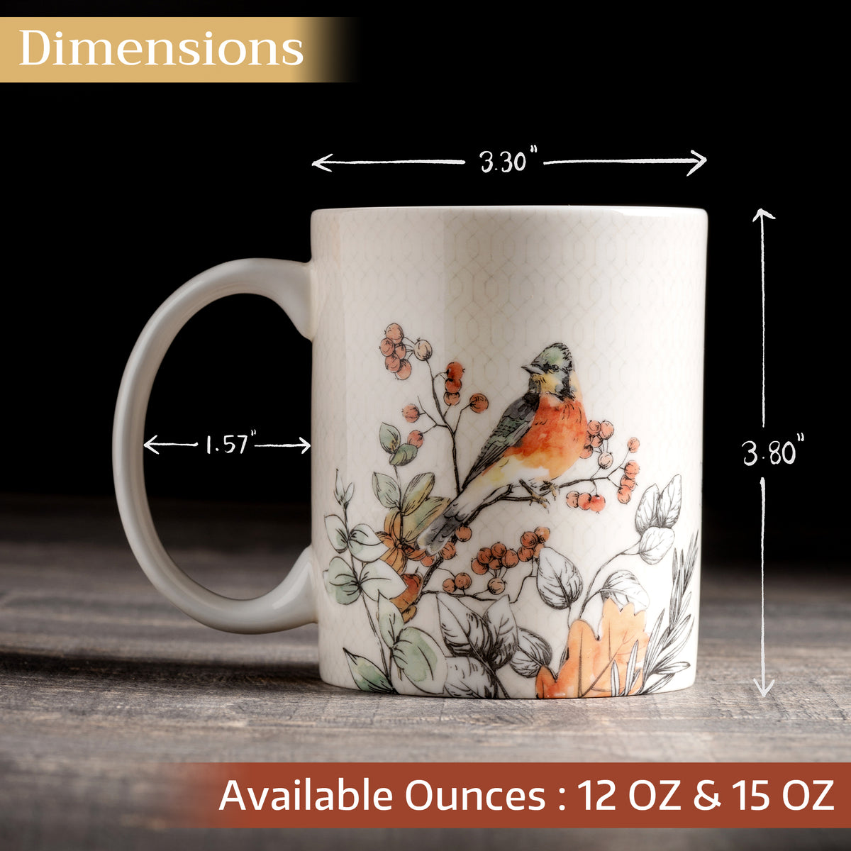Whitish Shabby Chique Fine Bone China Coffee Mugs