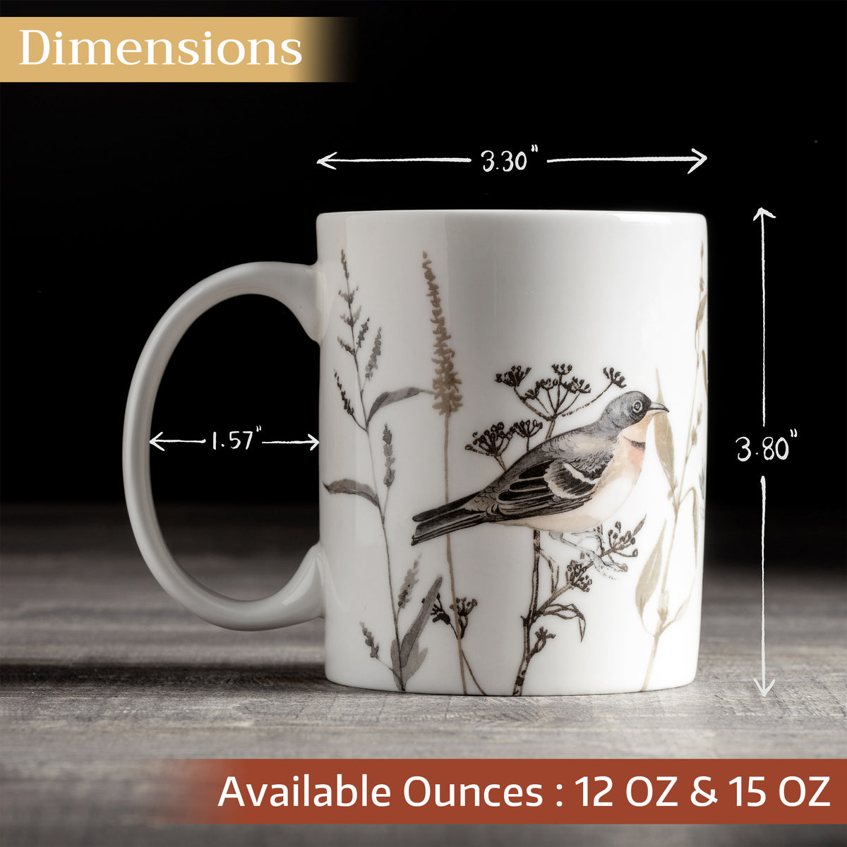 Meadow Florals - Brown Fine Bone China Coffee Mugs