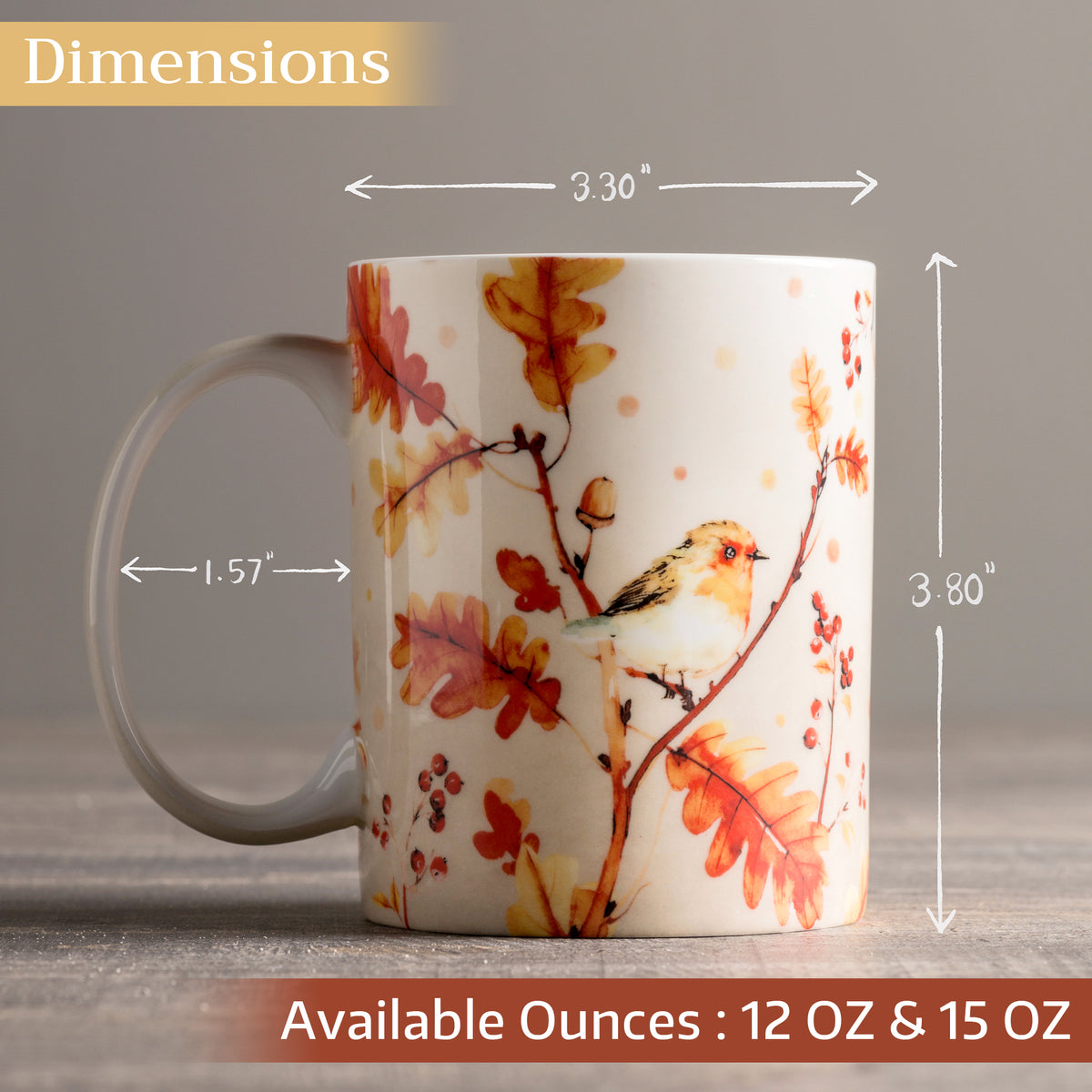 Oak Leaves Fine Bone China Coffee Mugs