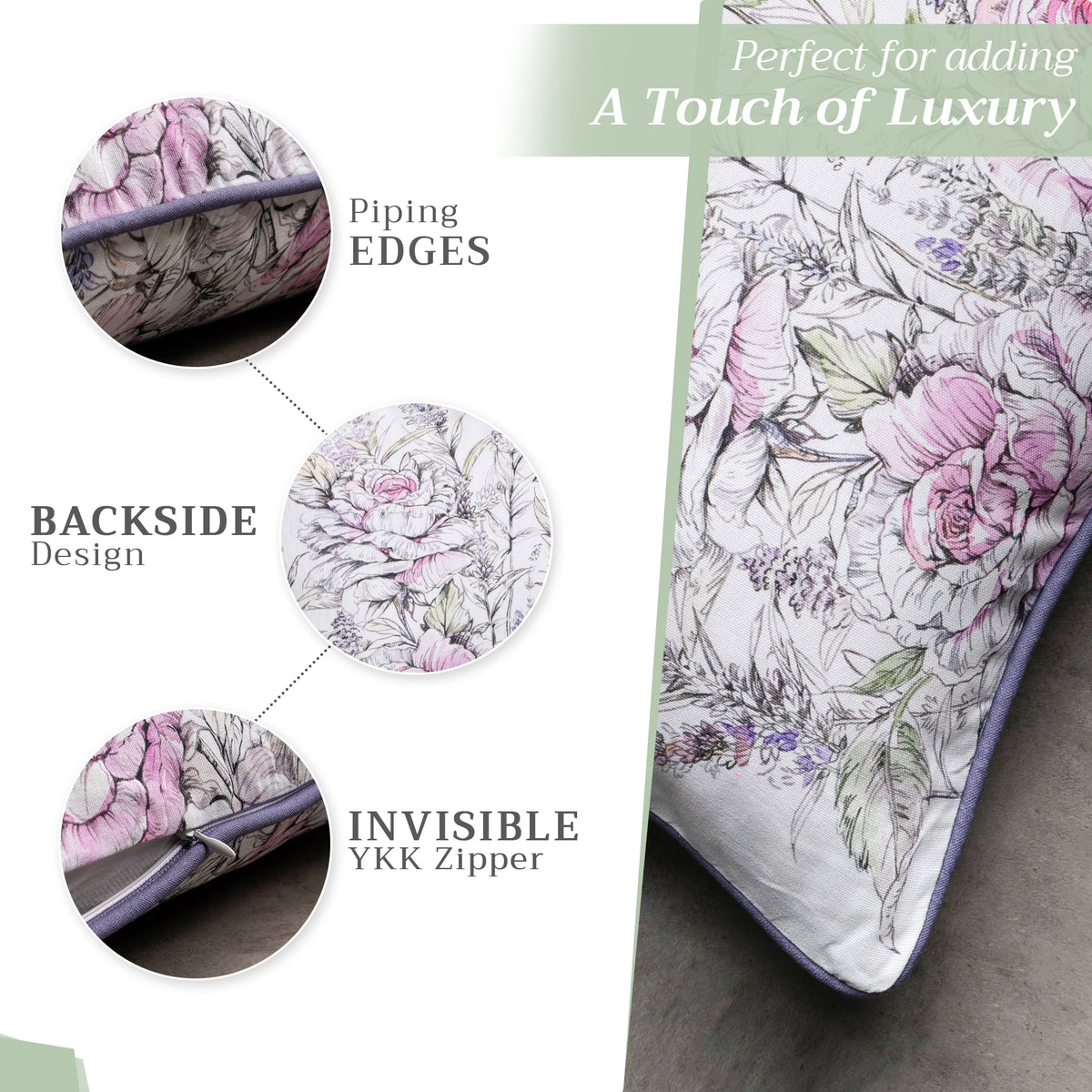 Rose Lavender Sage Throw Pillow Covers