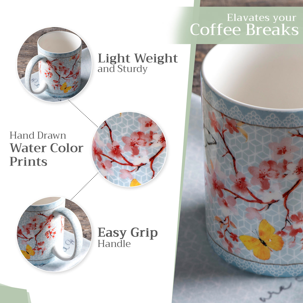 Blossoms in Spring Fine Bone China Coffee Mugs
