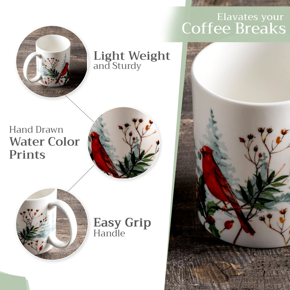 Morzine Fine Bone China Coffee Mugs