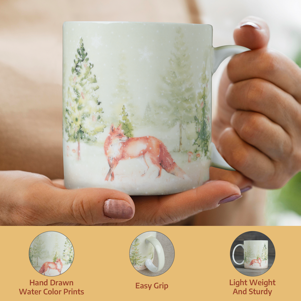 Winter Morning Fine Bone China Coffee Mugs
