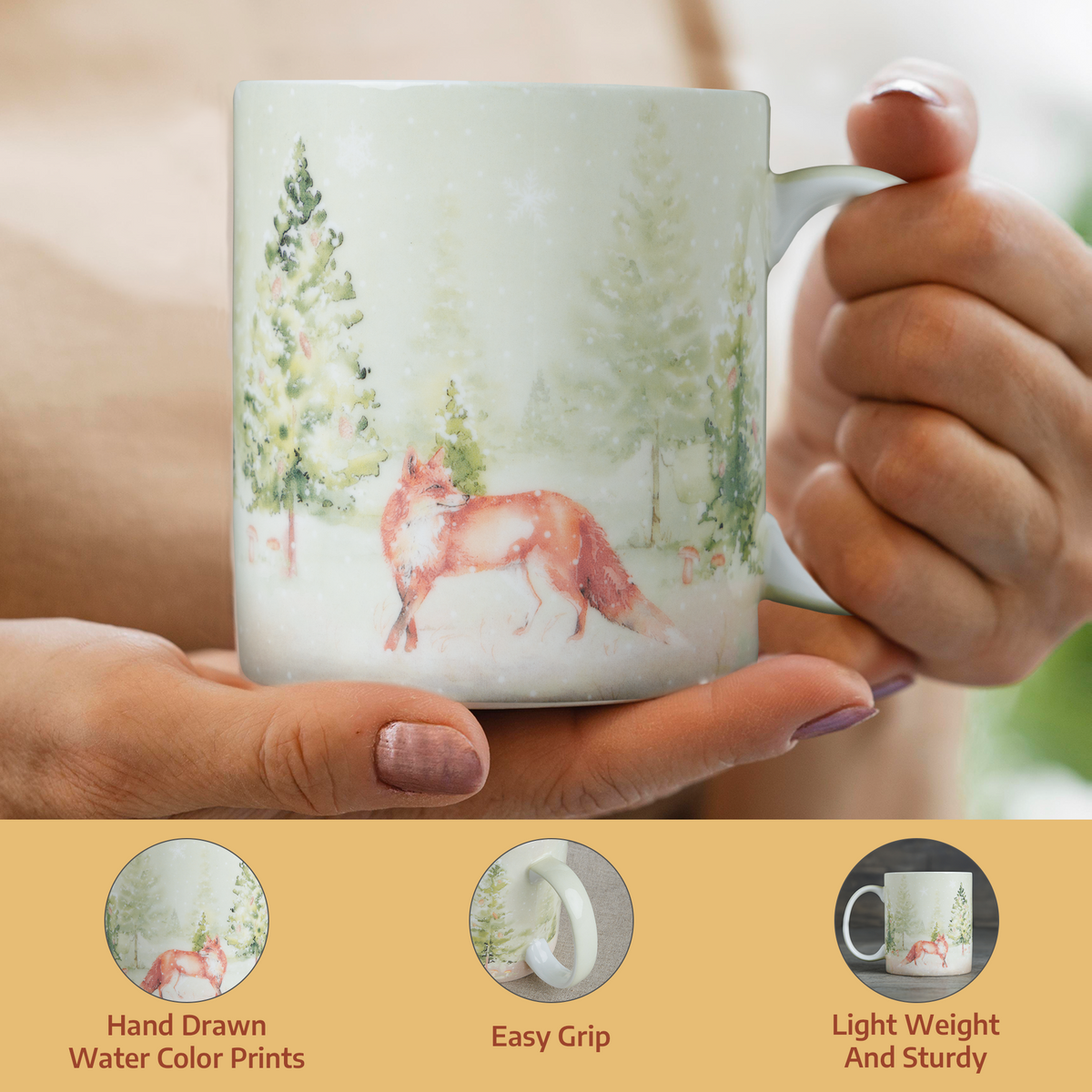 Winter Morning Fine Bone China Coffee Mugs