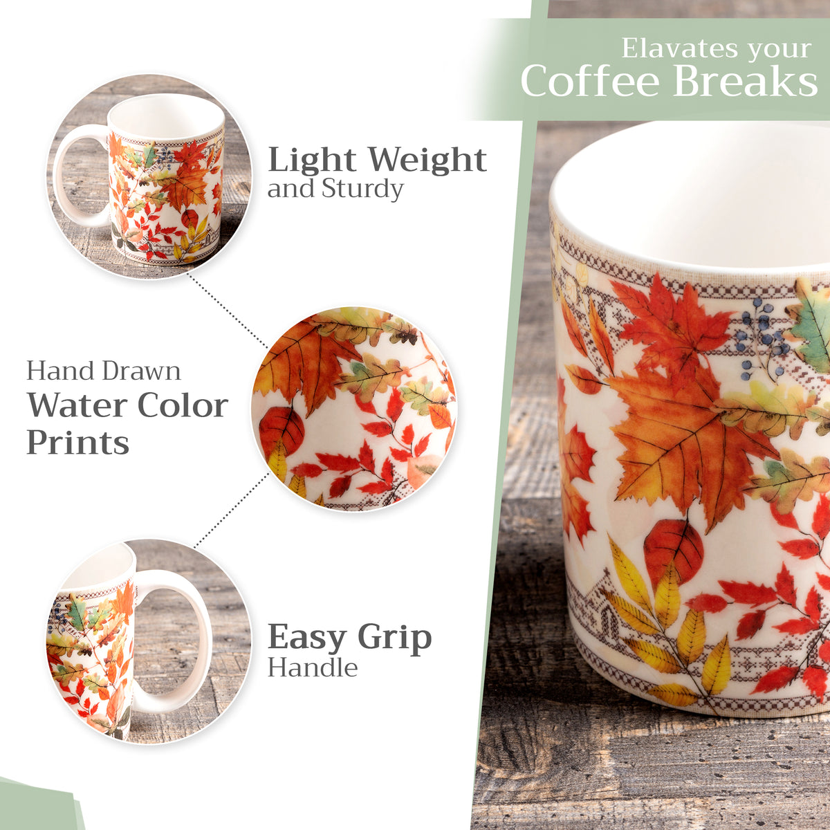 Amarante Fine Bone China Coffee Mugs