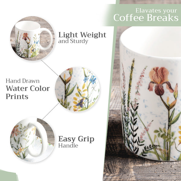 Fleurs De Mai Fine Bone China Coffee Mugs