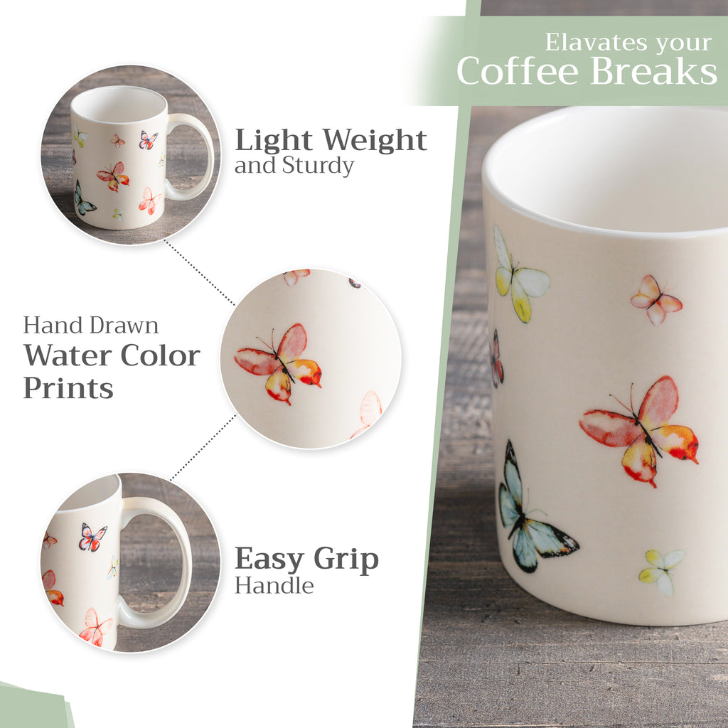 Botanical Fresh Fine Bone China Coffee Mugs