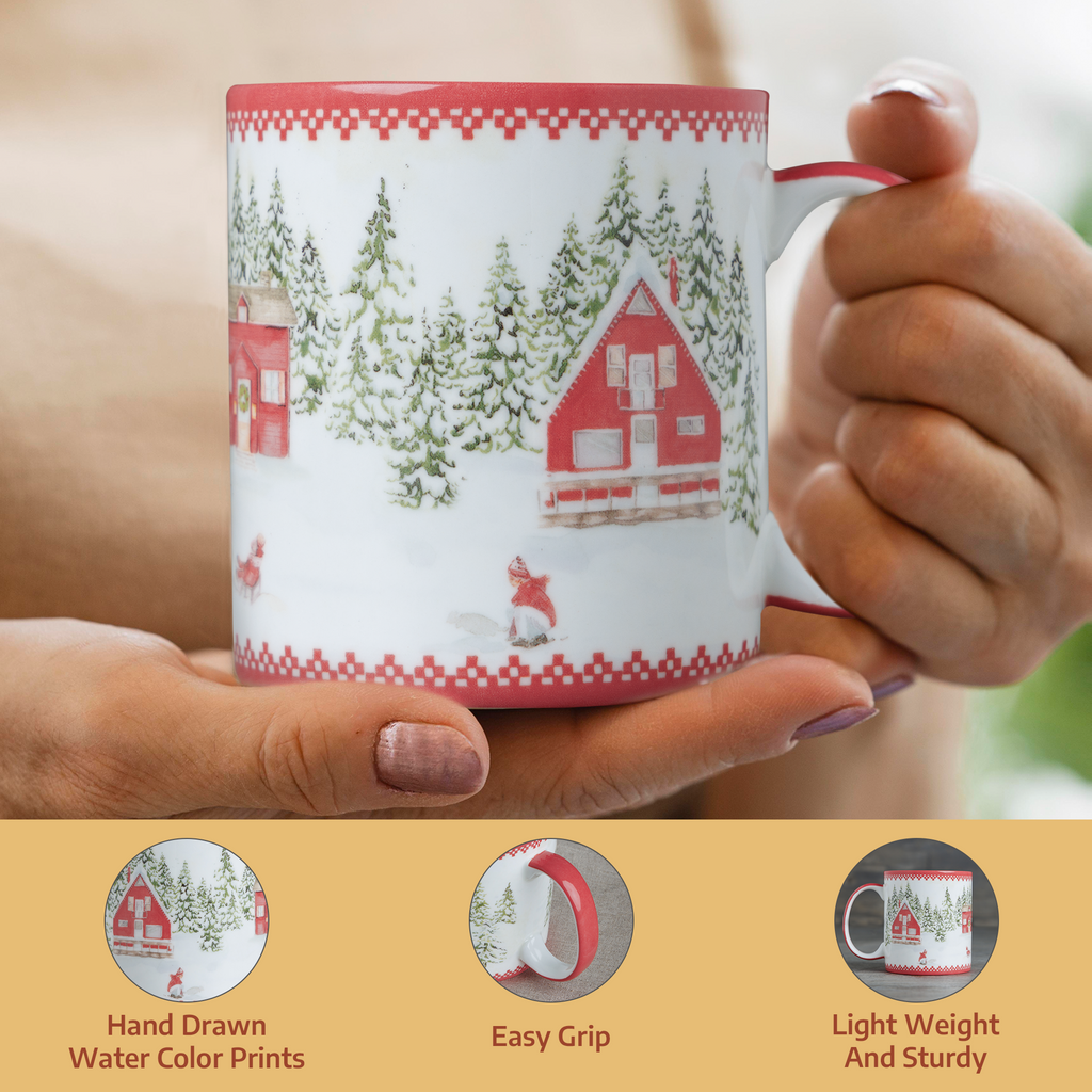 Rural Christmas Fine Bone China Coffee Mugs