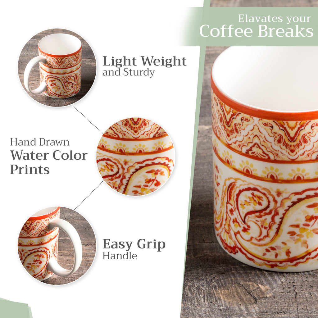 Palatial Paisley Fine Bone China Coffee Mugs