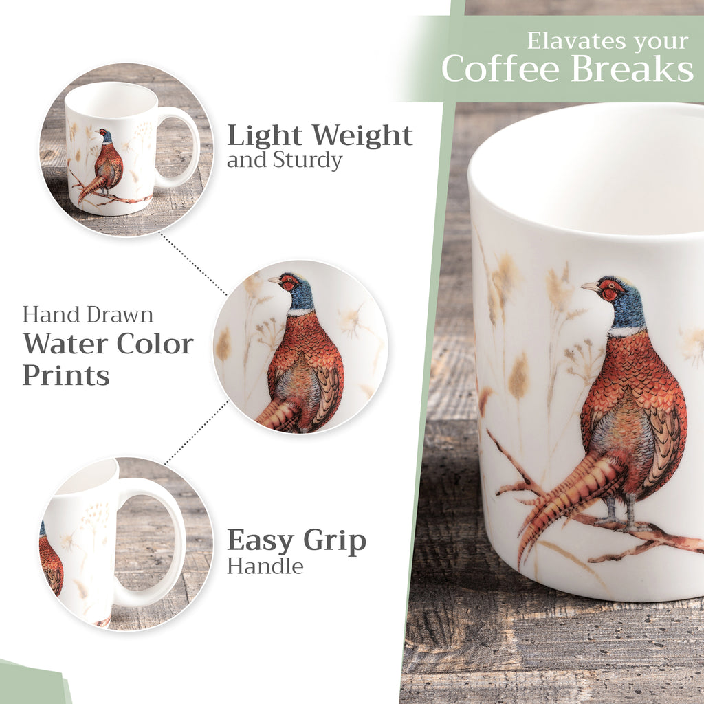 Faisan D'Automne Fine Bone China Coffee Mugs