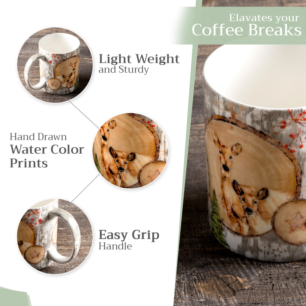 Mountain Life Fine Bone China Coffee Mugs