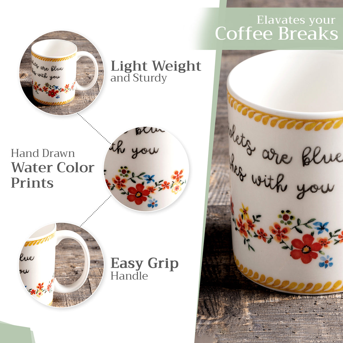 Happy Florals - Sweety Fine Bone China Coffee Mugs