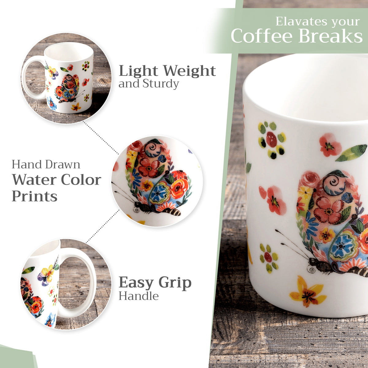 Happy Florals - High Summer Fine Bone China Coffee Mugs